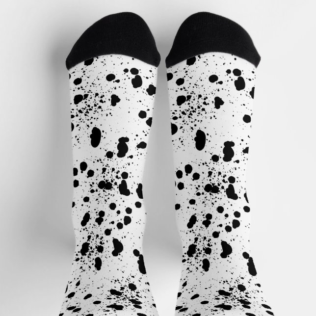 Dalmatian Black and White Print Pattern Socken (Oben)