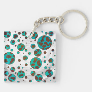 Dalmatian Brown and Teal Print Schlüsselanhänger