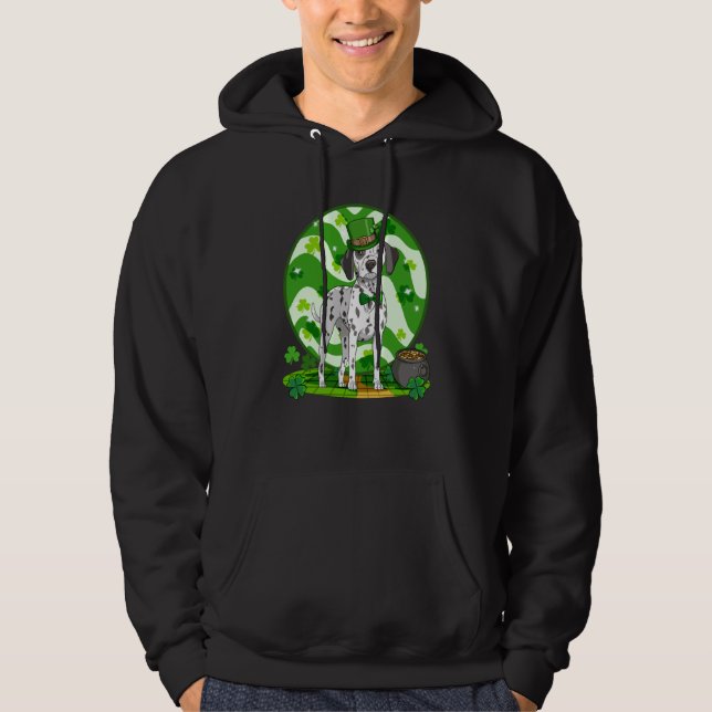 Dalmatian Cute Leprechaun Dog St Patricks Day Hoodie (Vorderseite)