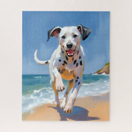 Dalmatian Dog Beach Watercolor Pet Painting Puzzle