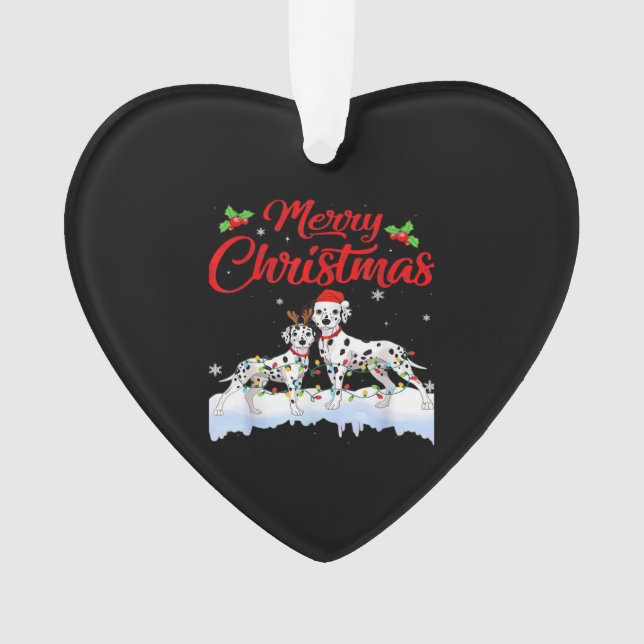 Dalmatian Dog Christmas Lights Santa Hat Xmas Dog  Ornament (Vorderseite)