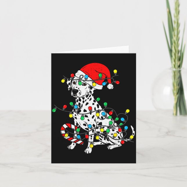 Dalmatian Dog Christmas Lights Santa Xmas Pet Dog  Karte (Vorderseite)