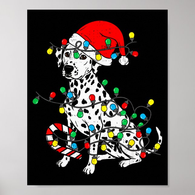Dalmatian Dog Christmas Lights Santa Xmas Pet Dog  Poster (Vorne)