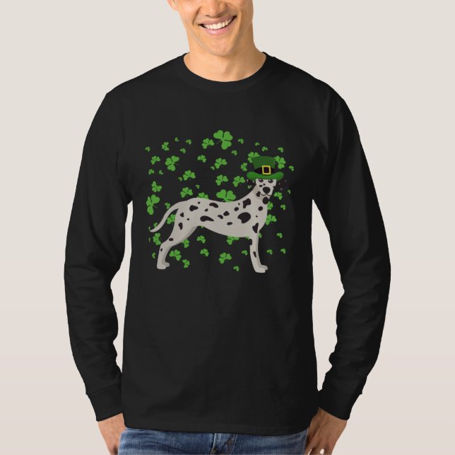 Dalmatian Dog Leprechaun Shamrock St Patricks Day T-Shirt (Vorderseite)