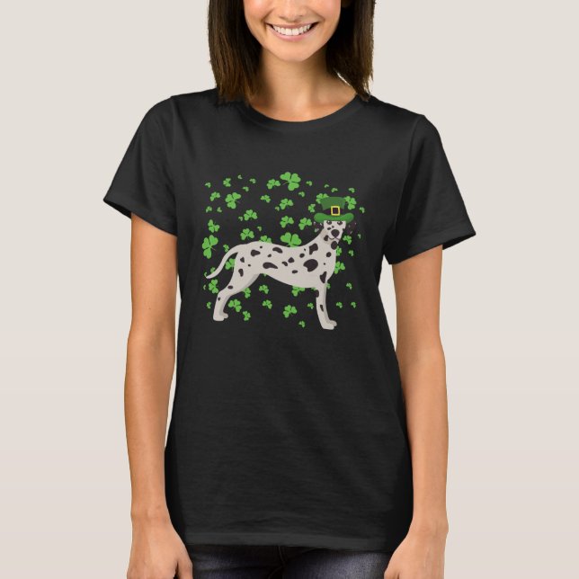 Dalmatian Dog Leprechaun Shamrock St Patricks Day T-Shirt (Vorderseite)