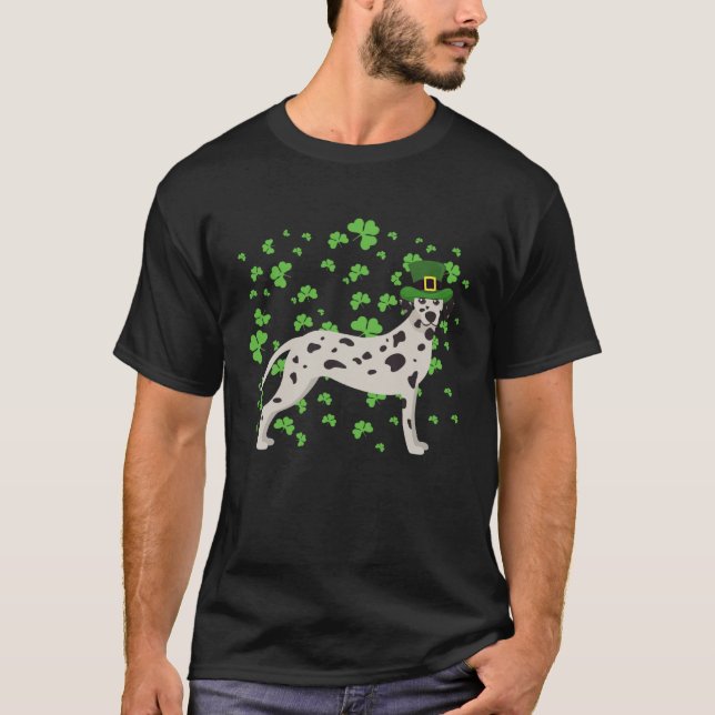 Dalmatian Dog Leprechaun Shamrock St Patricks Day T-Shirt (Vorderseite)