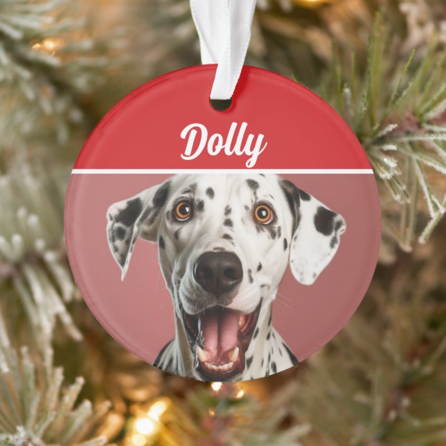 Dalmatian Dog Name Photo Holiday Christmas Ornament (Baum)