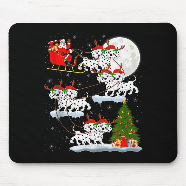 Dalmatian Dog Santa Sleigh Flying Funny Magical Ch Mousepad (Vorne)