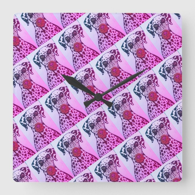 Dalmatian dog Wall Clock Quadratische Wanduhr (Vorderseite)