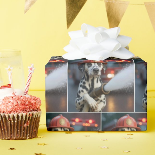 Dalmatian Dog With a Fire Hose Geschenkpapier (Geburtstagsparty)