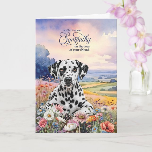 Dalmatian Dog with Wildflowers Pet Sympathy Karte (Orchidee)