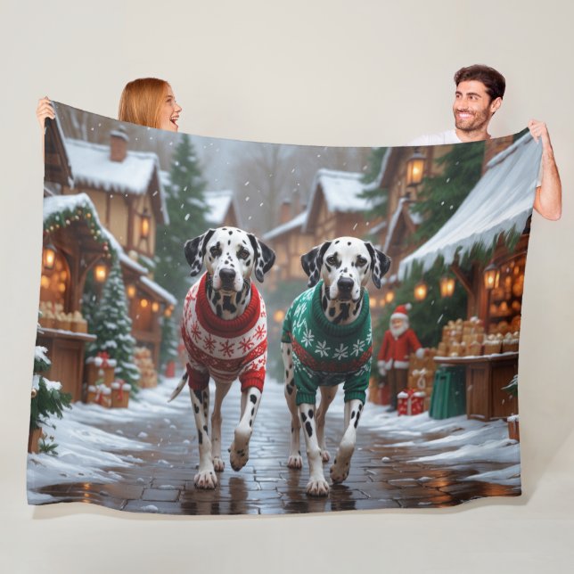 Dalmatian Dogs Christmas Snow Holiday  Fleecedecke (Beispiel)