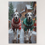 Dalmatian Dogs Christmas Snow Holiday  Puzzle<br><div class="desc">This festive design captures the joyful spirit of the holiday season, featuring an adorable dogs.Nestled in a winter wonderland, complete with a decorated Christmas tree, and beautifully wrapped presents. Snowflakes gently fall, adding a magical touch to the scene, while the vibrant colors of the holiday decorations create a warm and...</div>