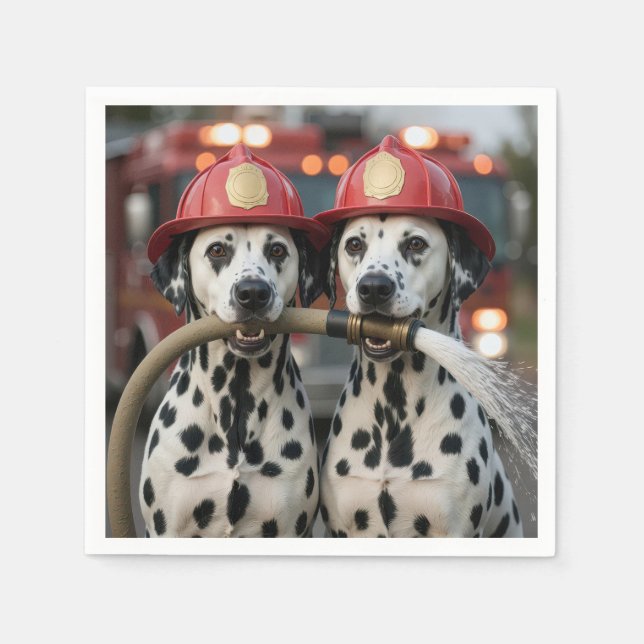Dalmatian Dogs Holding a Fireman Hose Serviette (Vorderseite)