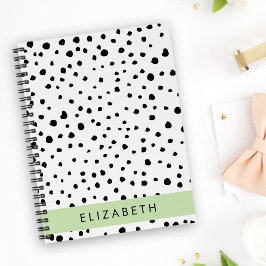 Dalmatian Dots, Spots, Black and White, Your Name Notizbuch