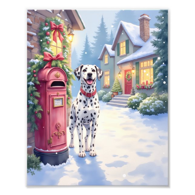 Dalmatian Festive Mailbox Christmas Art Fotodruck (Vorne)