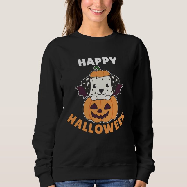 Dalmatian Happy Halloween Pumpkin Bat Dogs Sweatshirt (Vorderseite)