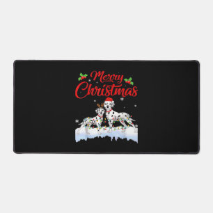 Dalmatian-Hund-Weihnachtsbeleuchtung Santa-Hut Xma Schreibtischunterlage