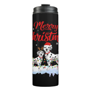 Dalmatian-Hund-Weihnachtsbeleuchtung Weihnachtsman Thermosbecher