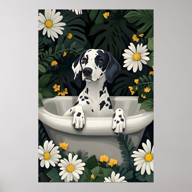Dalmatian In Bathtub Poster, Funny Dog Poster (Vorne)