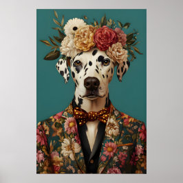 Dalmatian In Suit Poster, Dalmatian Portrait Poster