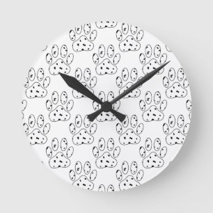 Dalmatian Paw Print Pattern Runde Wanduhr