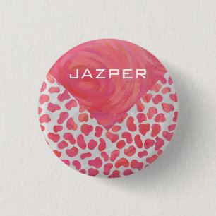 Dalmatian Pink and White with Monogram Button