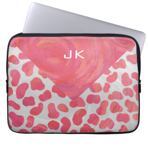 Dalmatian Pink and White with Monogram Laptopschutzhülle