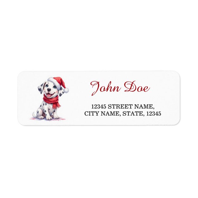 Dalmatian Puppy Christmas Return Address Labels (Vorne)
