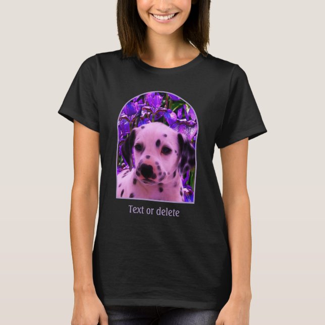 Dalmatian Puppy Iris Flowers Dog Art  T-Shirt (Vorderseite)