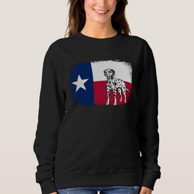 Dalmatian vintage Texas Texan flag dog Sweatshirt (Vorderseite)
