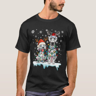 Dalmatian-Weihnachtslichter-Santa-Hut-Rentier-Pyja T-Shirt