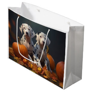 Dalmatian-Welpe Herbstfreude Kürbis Große Geschenktüte