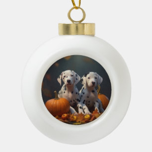 Dalmatian-Welpe Herbstfreude Kürbis Keramik Kugel-Ornament