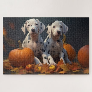 Dalmatian-Welpe Herbstfreude Kürbis Puzzle