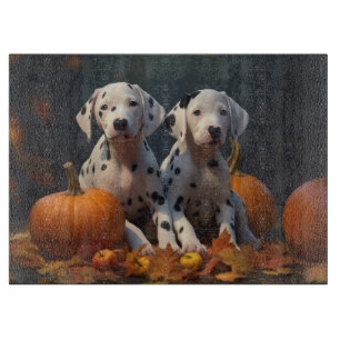 Dalmatian-Welpe Herbstfreude Kürbis Schneidebrett
