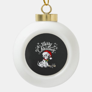 Dalmatian-Welpe mit Weihnachtsmannmütze Xmas  Keramik Kugel-Ornament