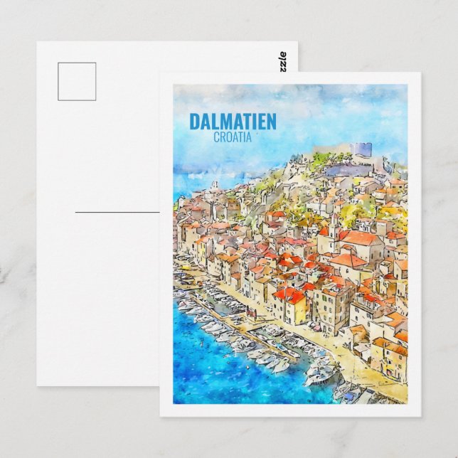 Dalmatien croatia Berühmte Wasserfarbskizze Postkarte (Vorne/Hinten)