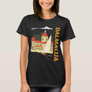 Dalmatien-Segelschiff Orange Vintage-Reise T-Shirt