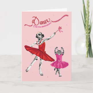 Dalmatien und Chat en tutu dansu Jahrestag Karte