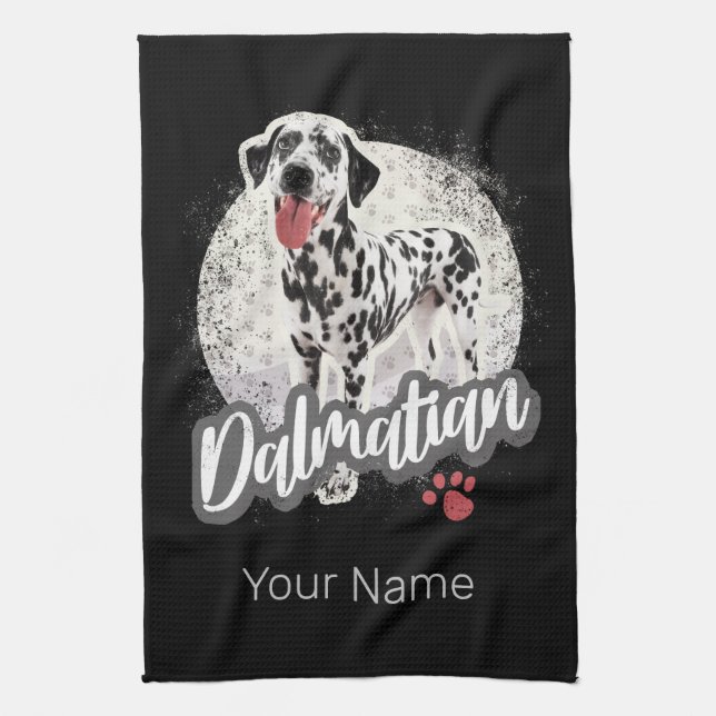 Dalmatier mit Paw Vintage Hund liebt Design Geschirrtuch (Vertikal)