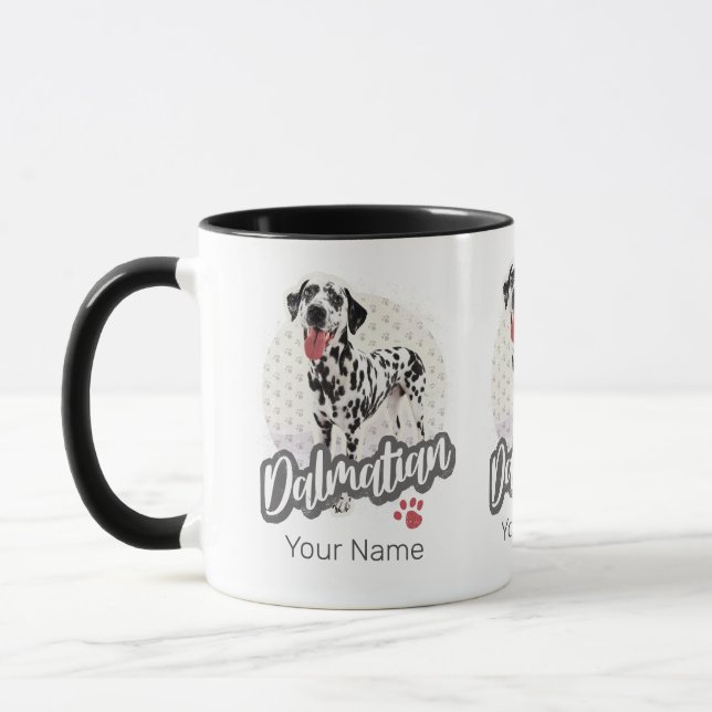 Dalmatier mit Paw Vintage Hund liebt Design Tasse (Links)
