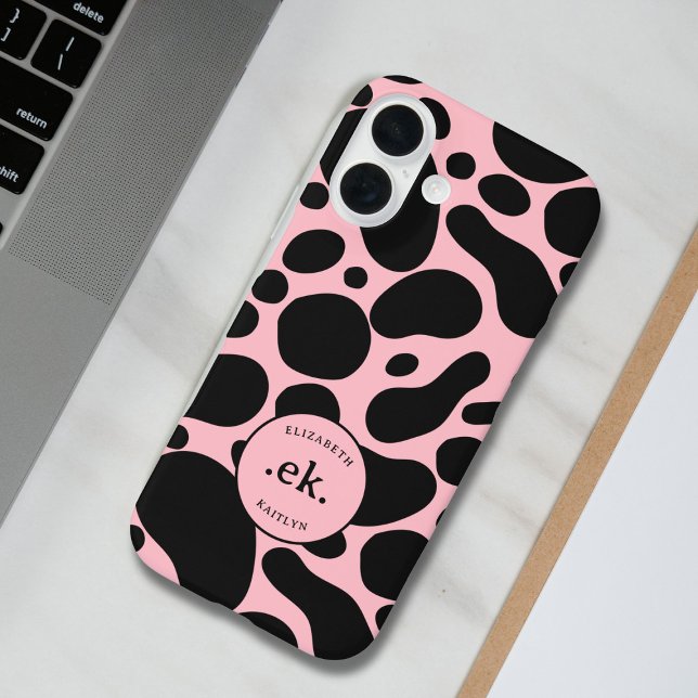 Dalmatiner Abstraktes Muster Rosa Monogramm Case-Mate iPhone Hülle (Von Creator hochgeladen)