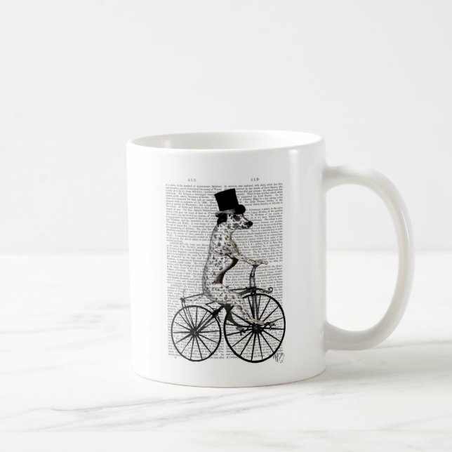 Dalmatiner auf dem Fahrrad Kaffeetasse (Rechts)