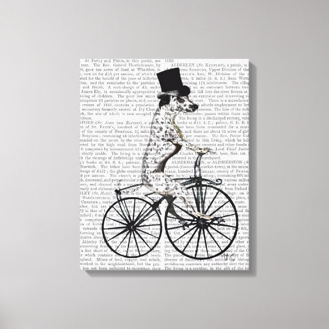 Dalmatiner auf dem Fahrrad Leinwanddruck (Vorderseite)