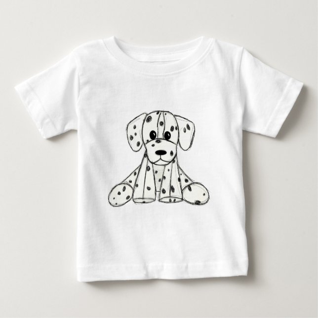Dalmatiner ausgestopfter Hund zeichnend Kontur ein Baby T-shirt (Vorderseite)