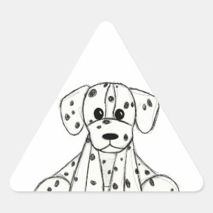 Dalmatiner ausgestopfter Hund zeichnend Kontur ein Dreieckiger Aufkleber