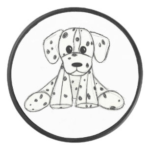 Dalmatiner ausgestopfter Hund zeichnend Kontur ein Eishockey Puck