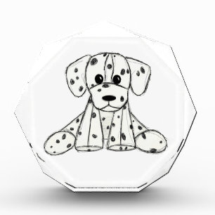 Dalmatiner ausgestopfter Hund zeichnend Kontur ein Fotoblock