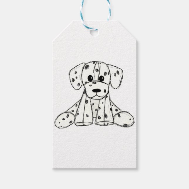 Dalmatiner ausgestopfter Hund zeichnend Kontur ein Geschenkanhänger (Vorderseite)